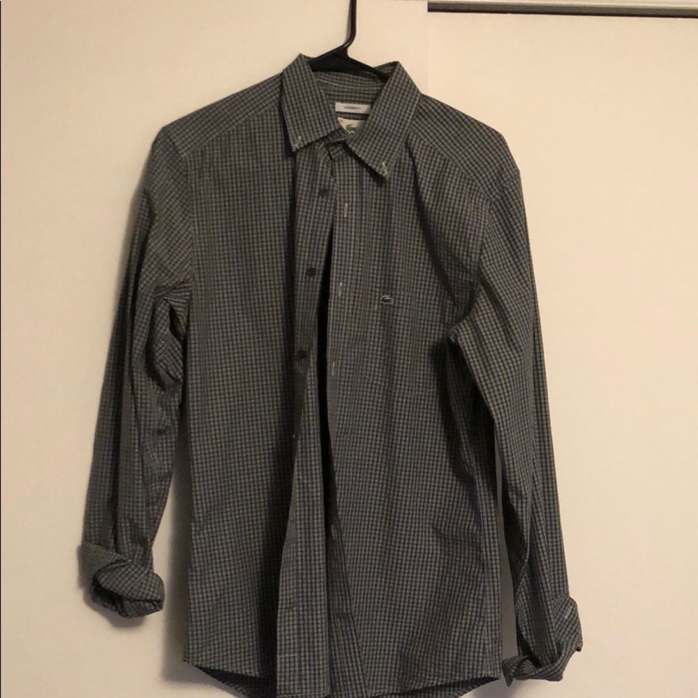 Men’s Lacoste dark blue/gray plaid button down